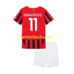 Camisolas de futebol AC Milan ibrahimovic 11 Criança Equipamento Principal 2024/25 Manga Curta